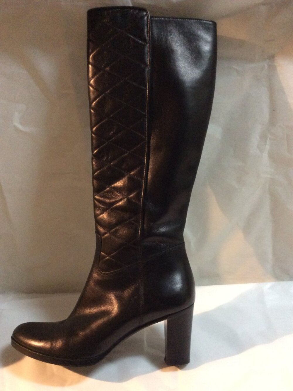 Francois Pinet Leather Quilted Knee High Boots Made in Italy Size 36